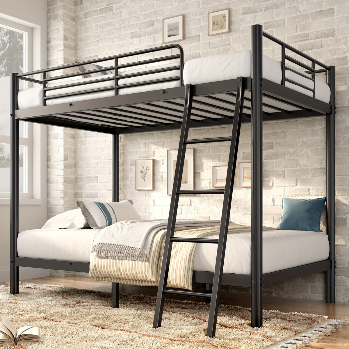 bunk beds twin twin full size heavy duty metal bunk bed - Temu