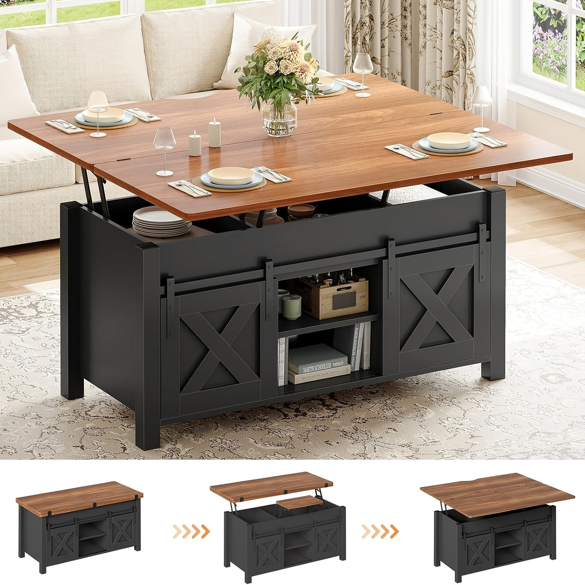 farmhouse lift top coffee table hidden compartments open - Temu