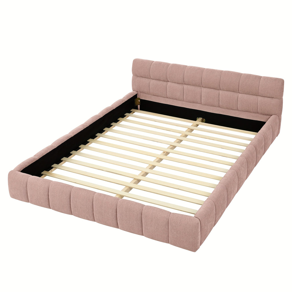 68 queen size modern bed cute puff grid pattern chenille - Temu