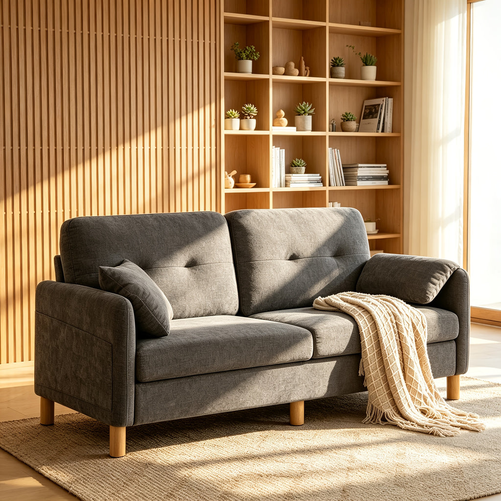 chenille loveseat sofa 65 2 seater upholstered couch padded - Temu