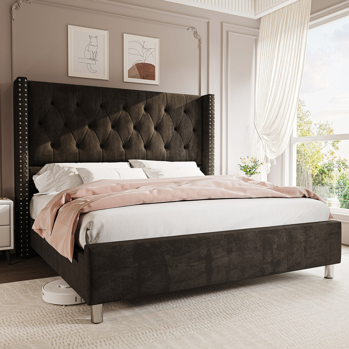 upholstered platform bed frame 50 inch velvet - Temu