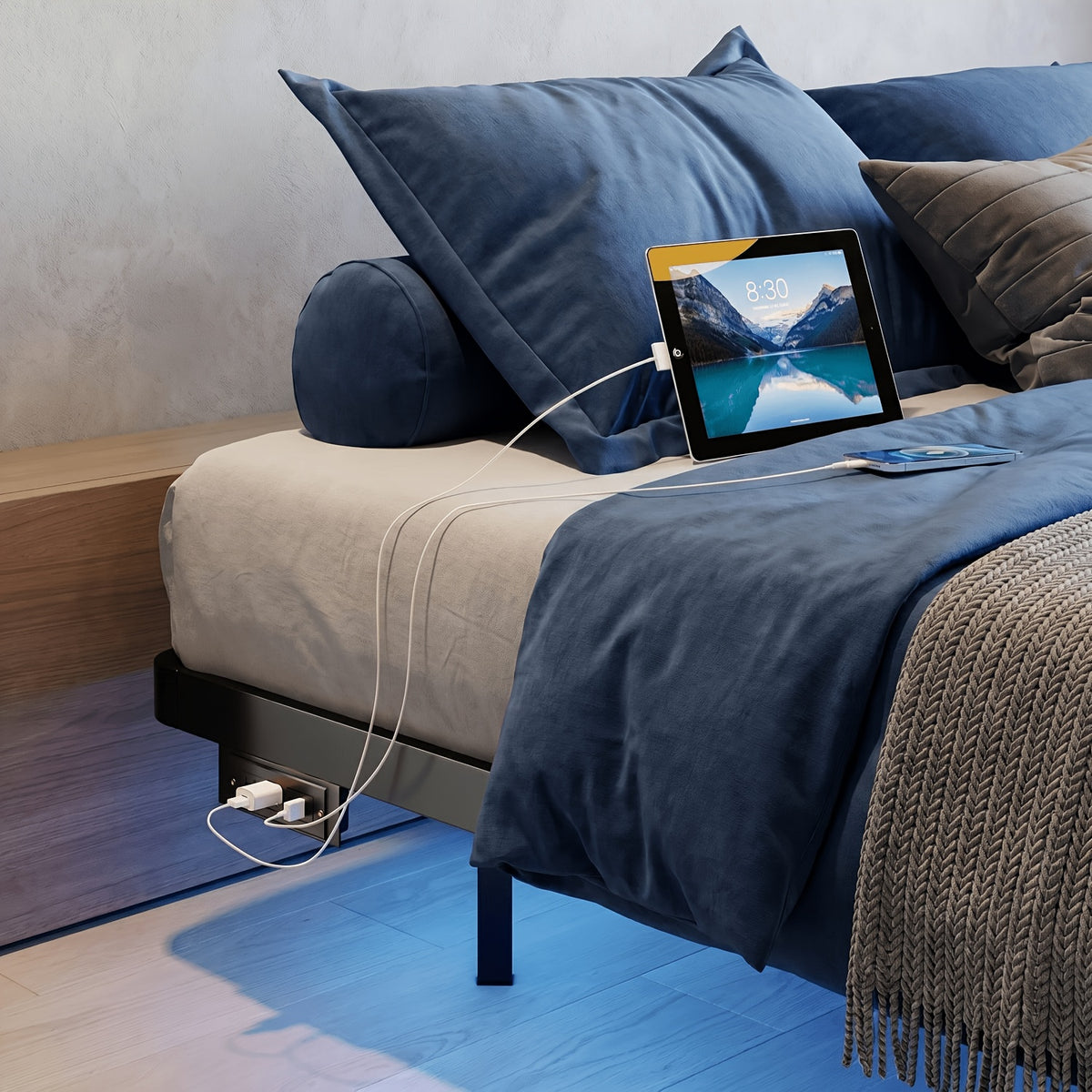 twin full queen king floating bed frame smart led - Temu