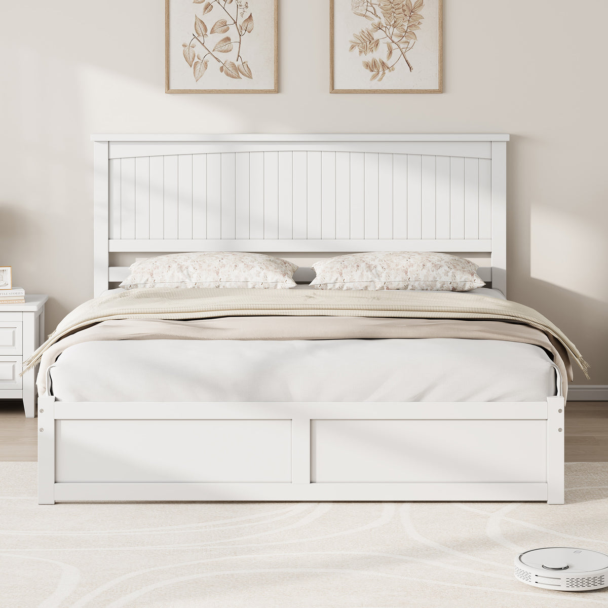 solid wood storage bed frame 50 tall headboard   century - Temu