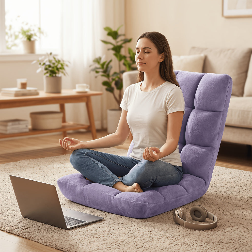 adjustable foldable floor chair 18 grid thick padded plush - Temu