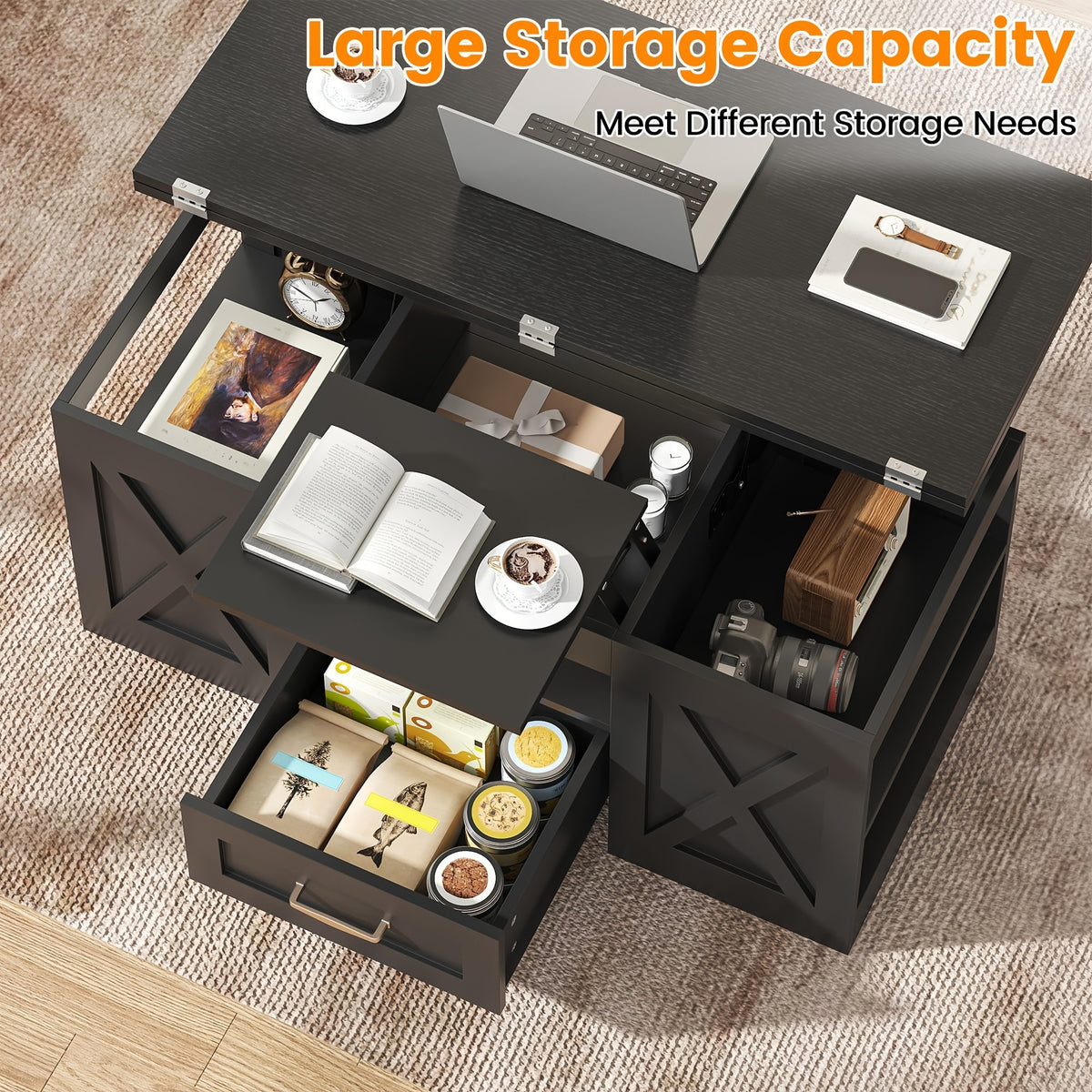 lift top coffee table 39 37inch large wooden farmhouse - Temu