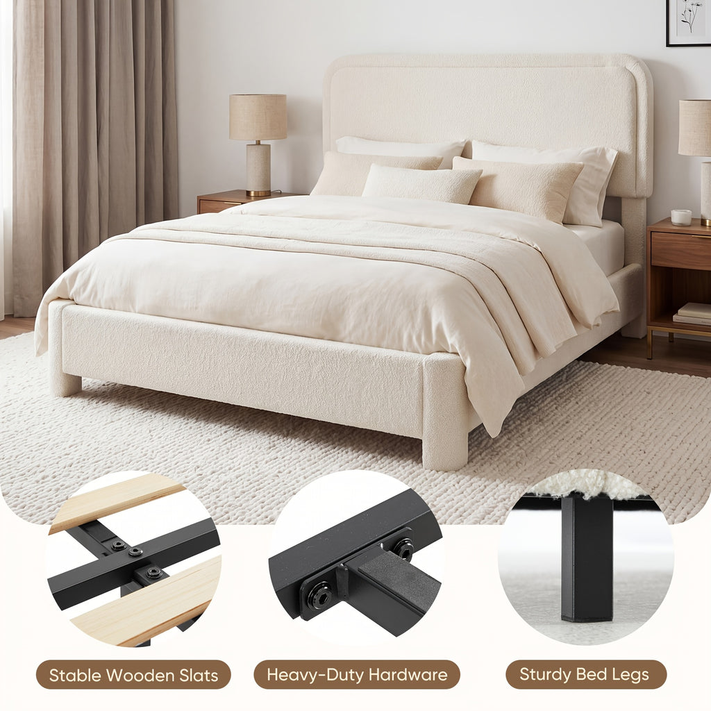 platform bed bed storage cloud teddy boucle frame adjustable - Temu
