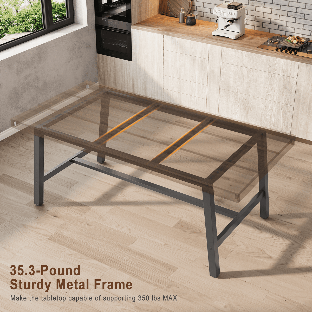 71 inch brown industrial dining table large rustic wooden - Temu