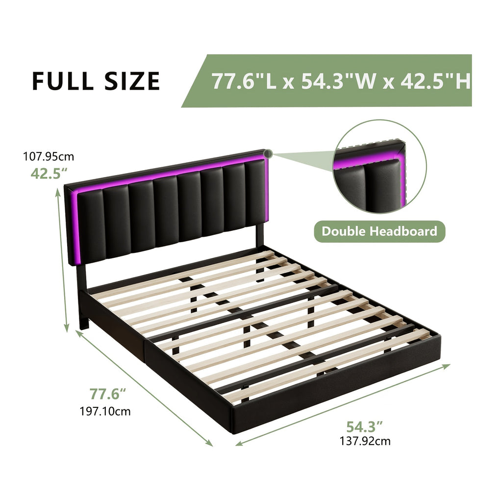 full queen king size floating bed frame led lights - Temu