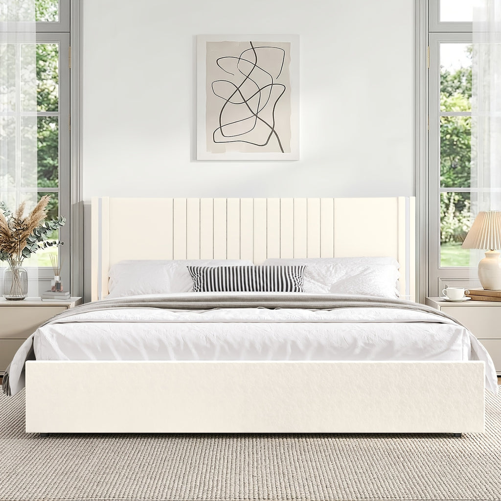full queen king bed size frame velvet upholstered - Temu