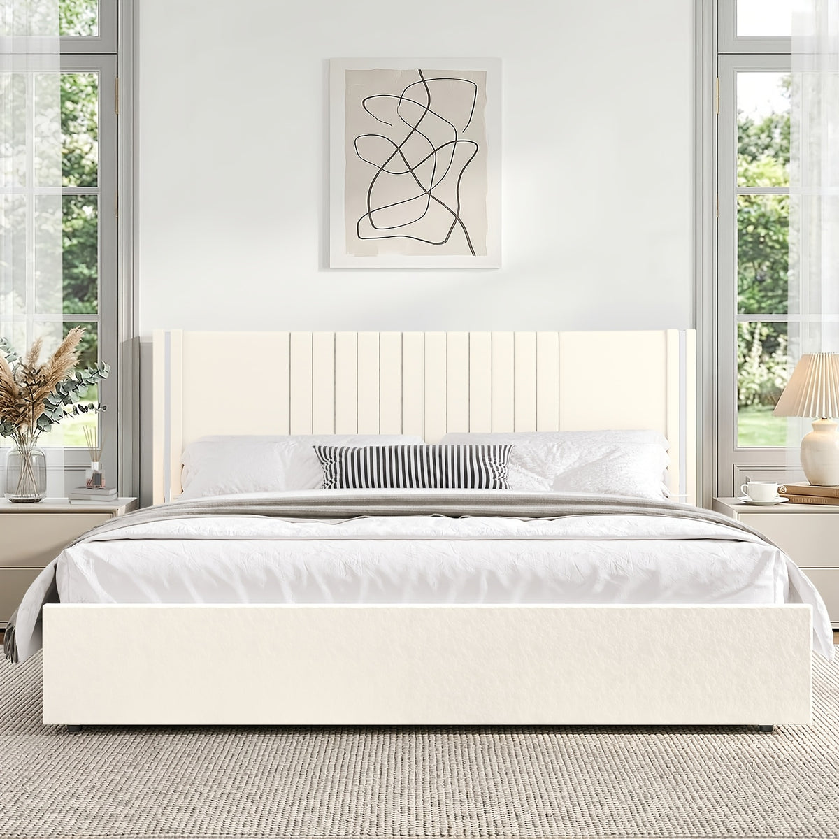 full queen king bed size frame velvet upholstered - Temu