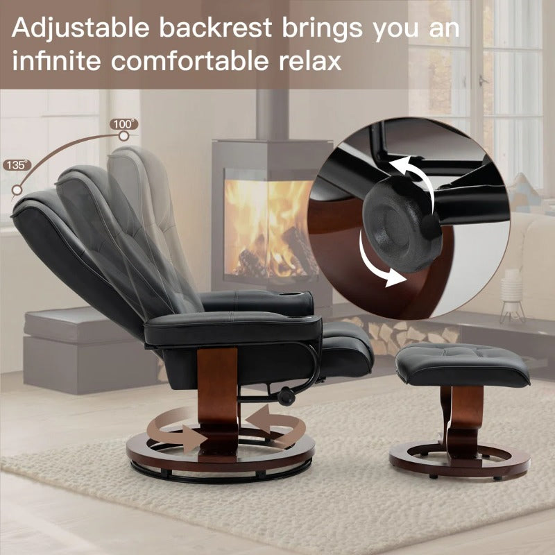 faux leather 360 swivel recliner chair   adjustable pu - Temu