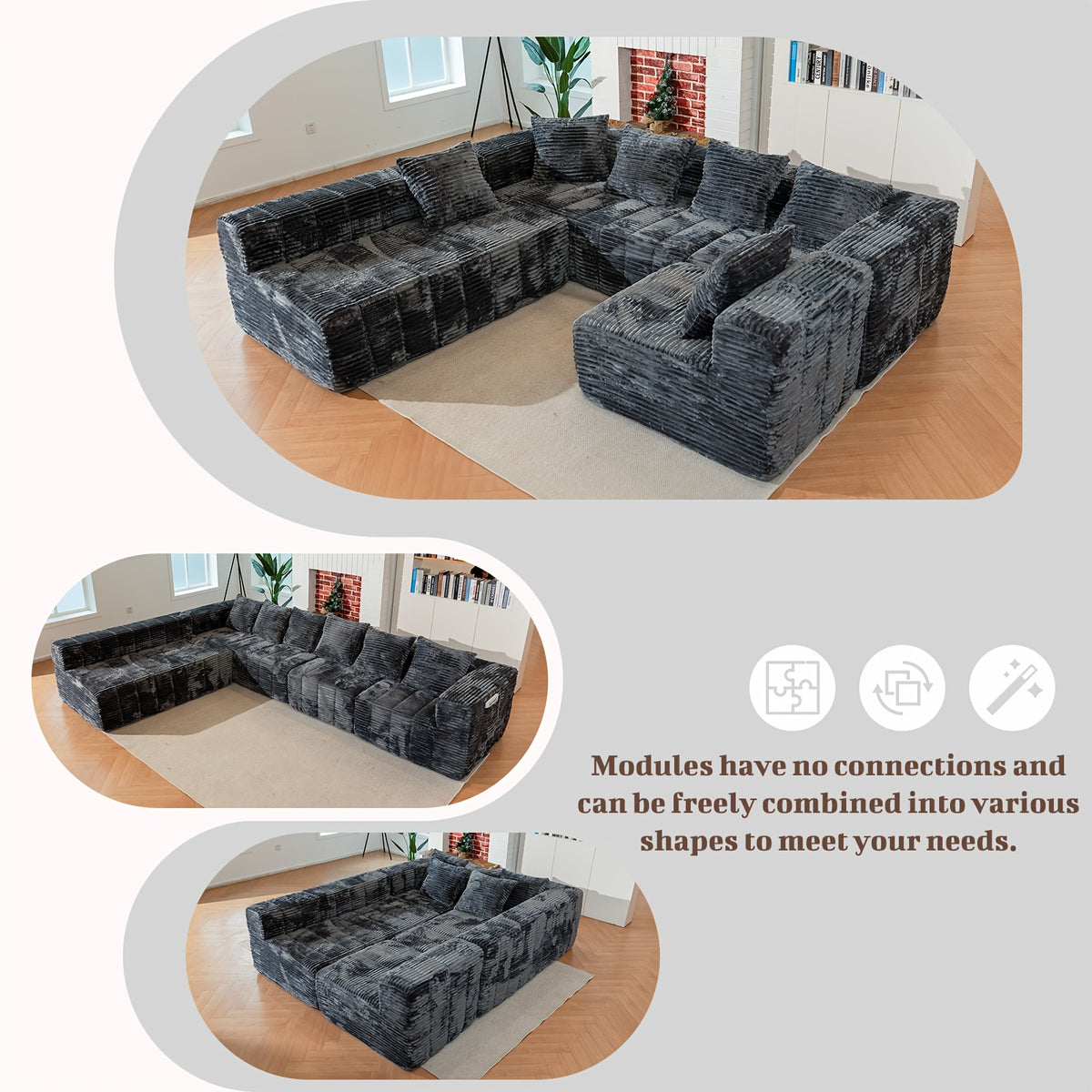 large 7 seat modular sectional sofa   featuring - Temu