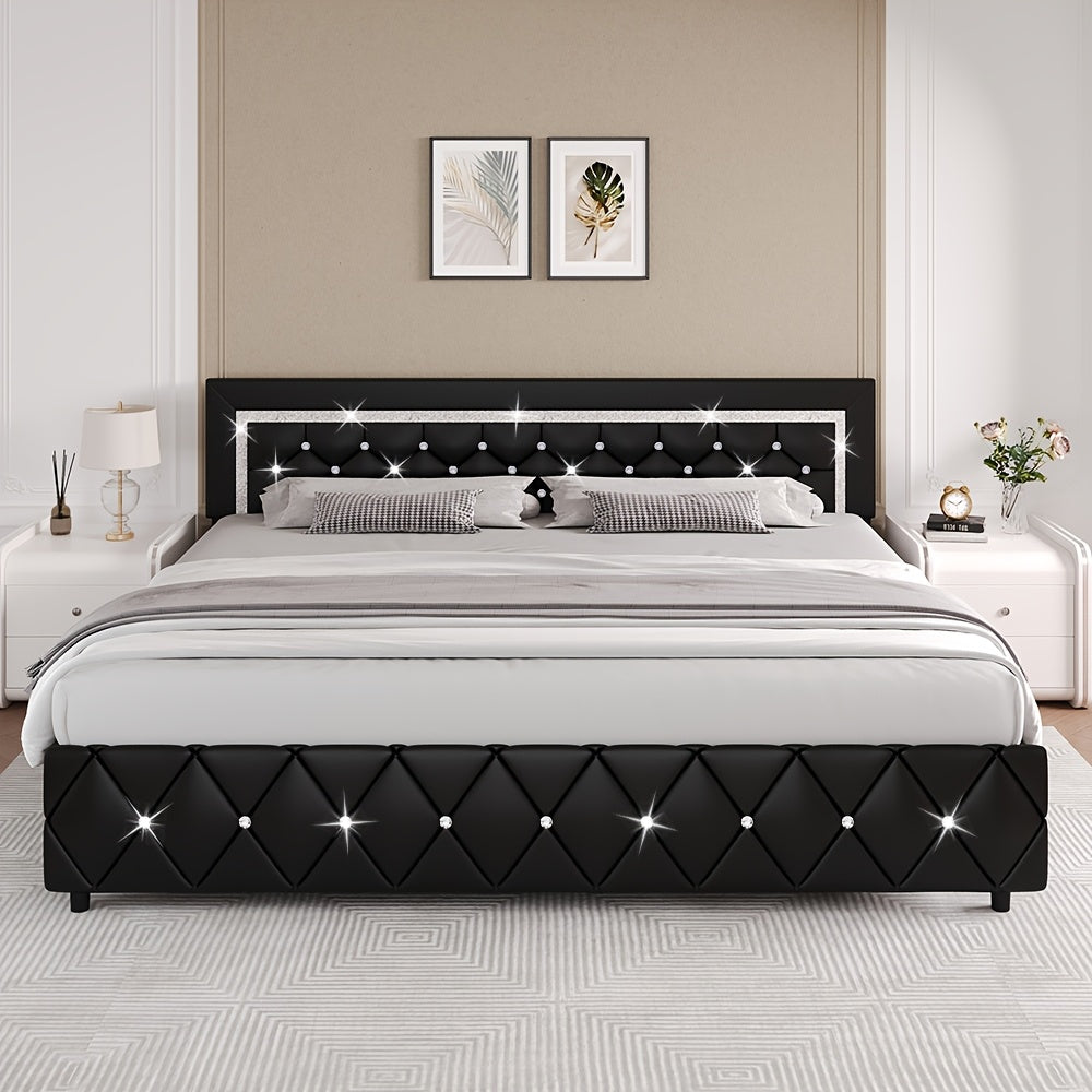 twin full queen king bed frame padded platform bed - Temu