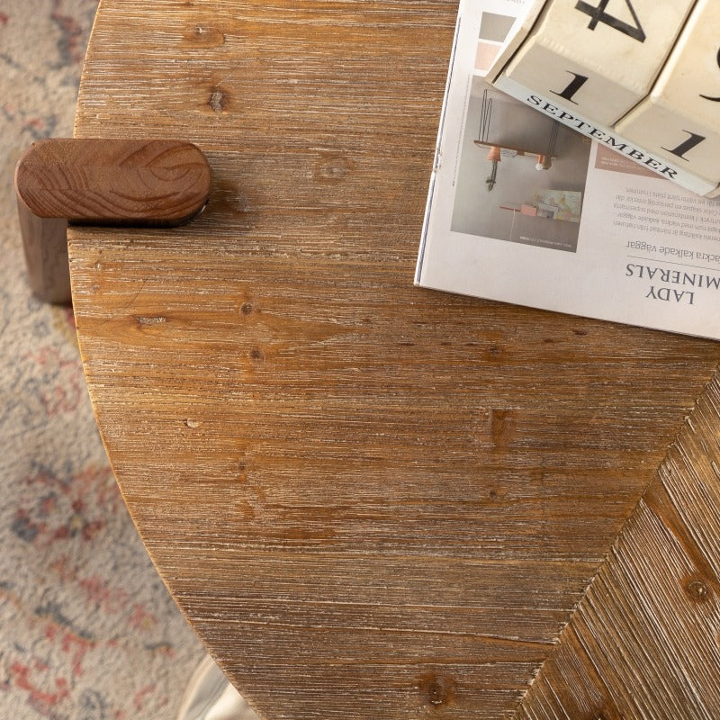 36 61 round herringbone coffee table solid wood rustic - Temu
