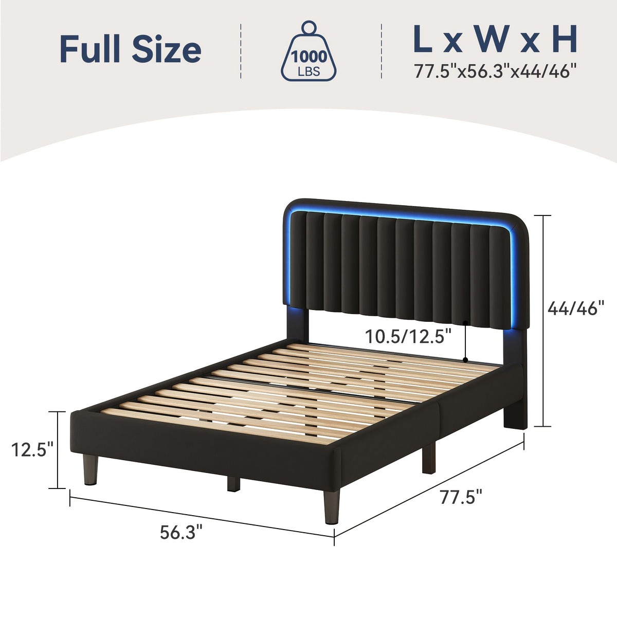 mraeer bed frame led lighting charging station full queen - Temu