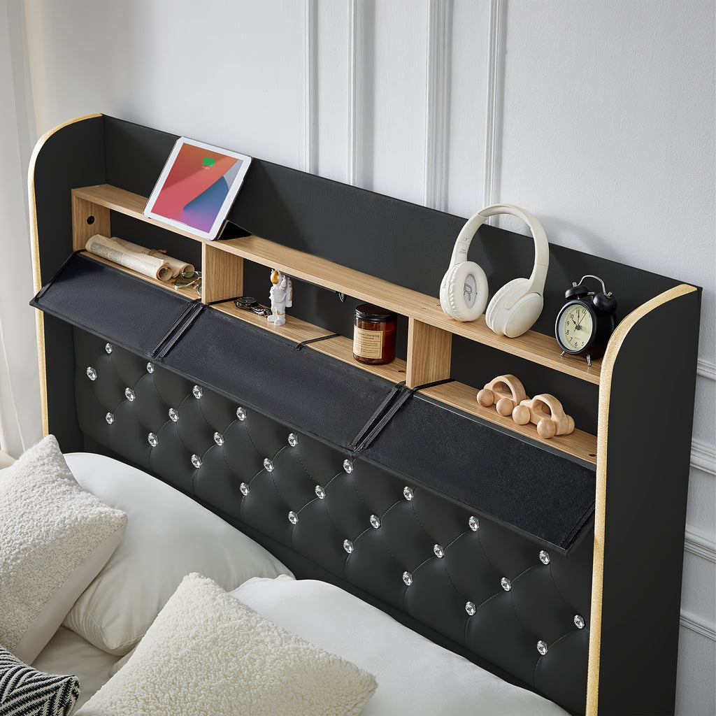 queen bed frame full size platform bed 2 removable - Temu