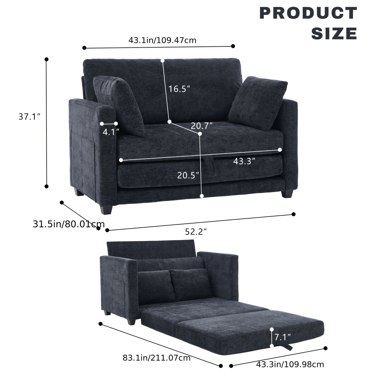 2 in 1 chenille upholstered pull sleeper chair foldable - Temu