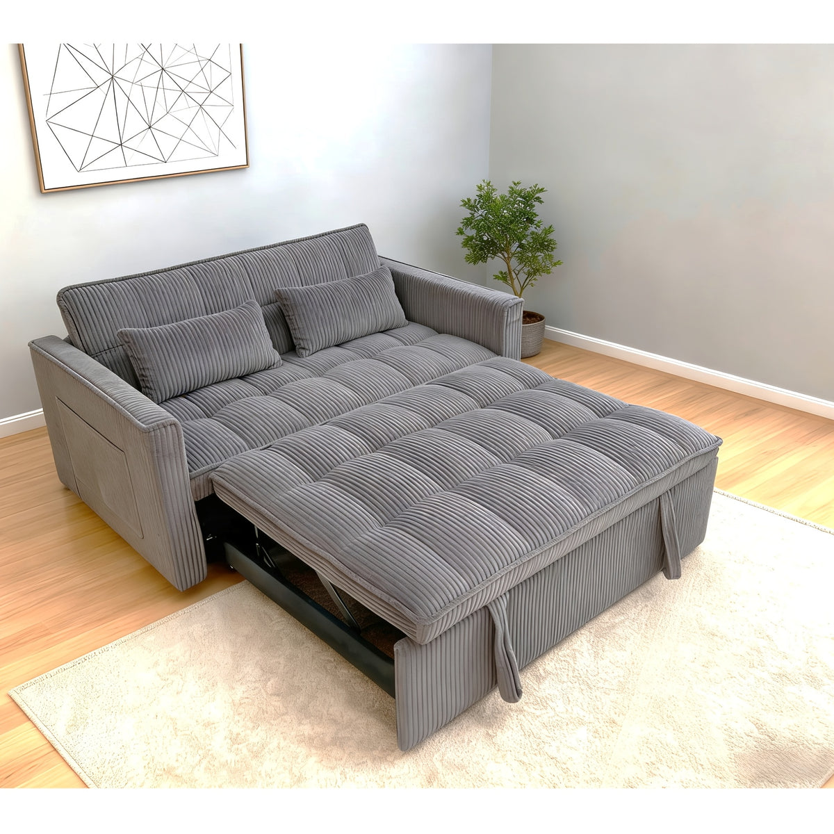 3 in 1 convertible sofa bed 54 inch striped velvet pull sofa - Temu