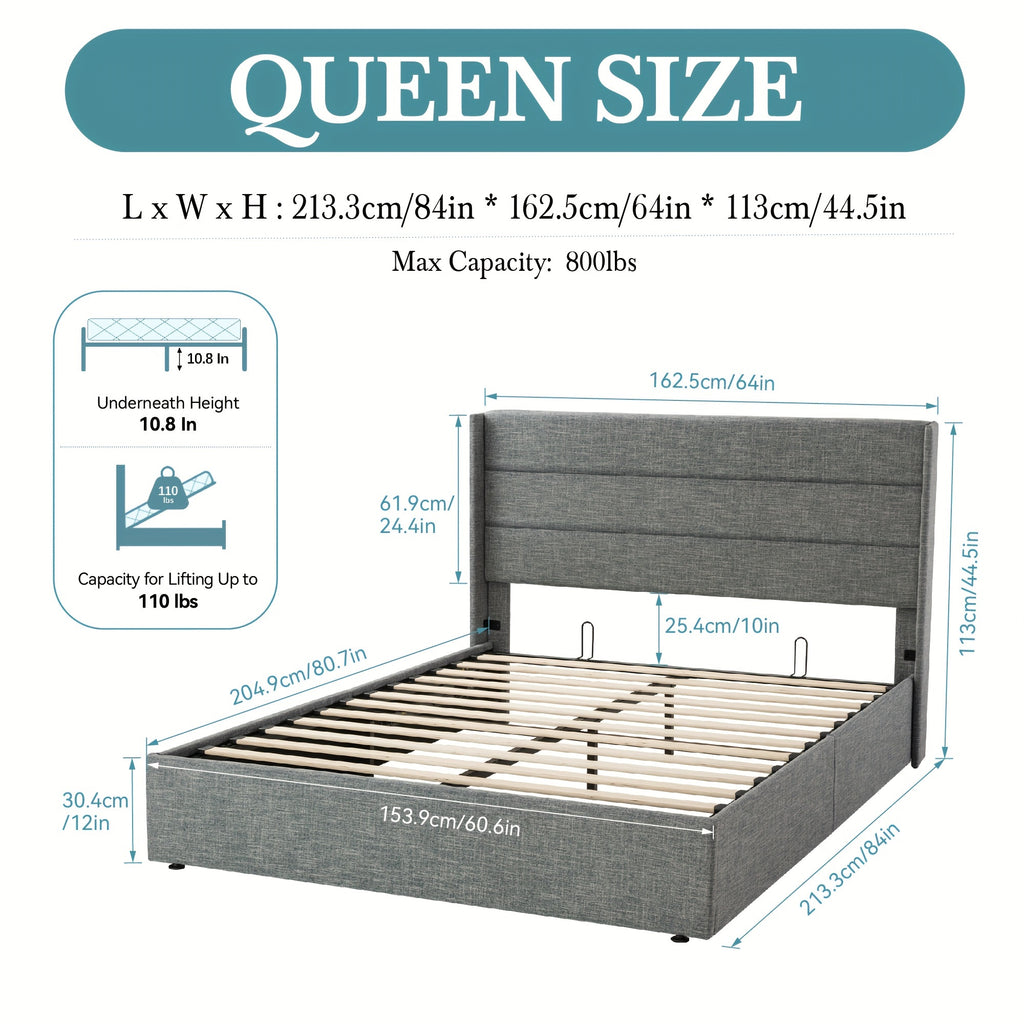 full queen king size lift storage upholstered - Temu
