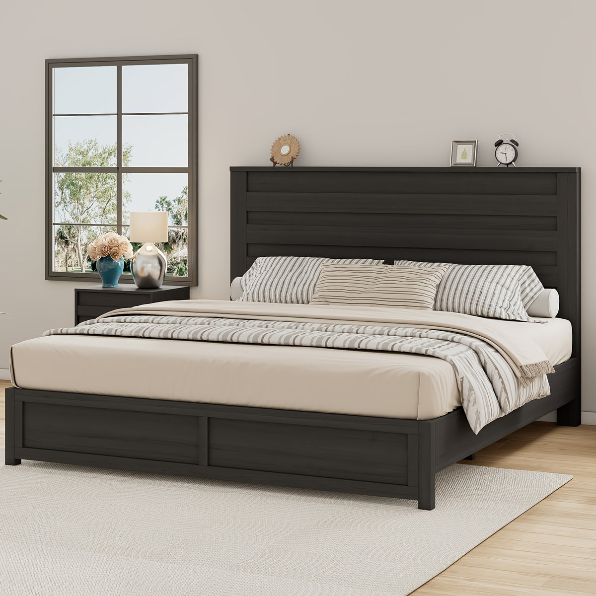 farmhouse bed frame featuring a 49 inch high - Temu