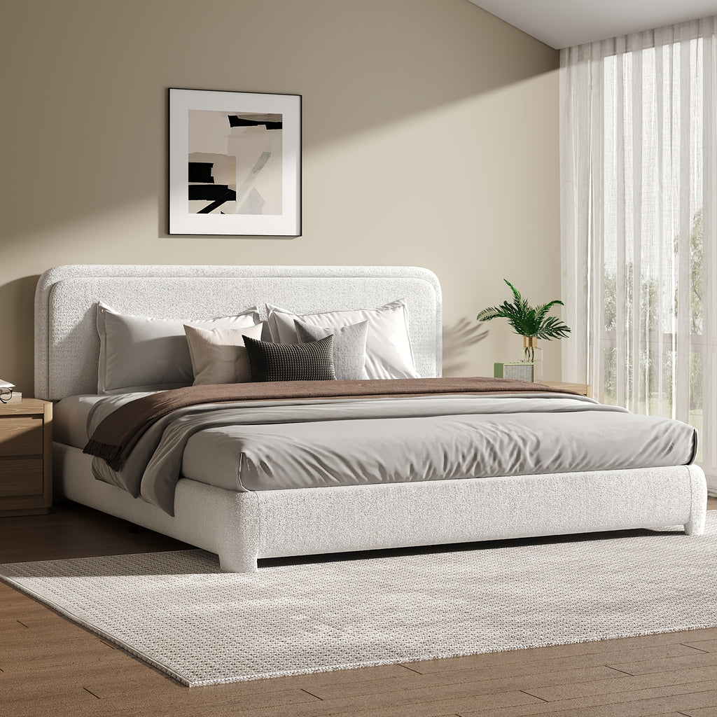 twin full   bed frame cloud boucle upholstered - Temu