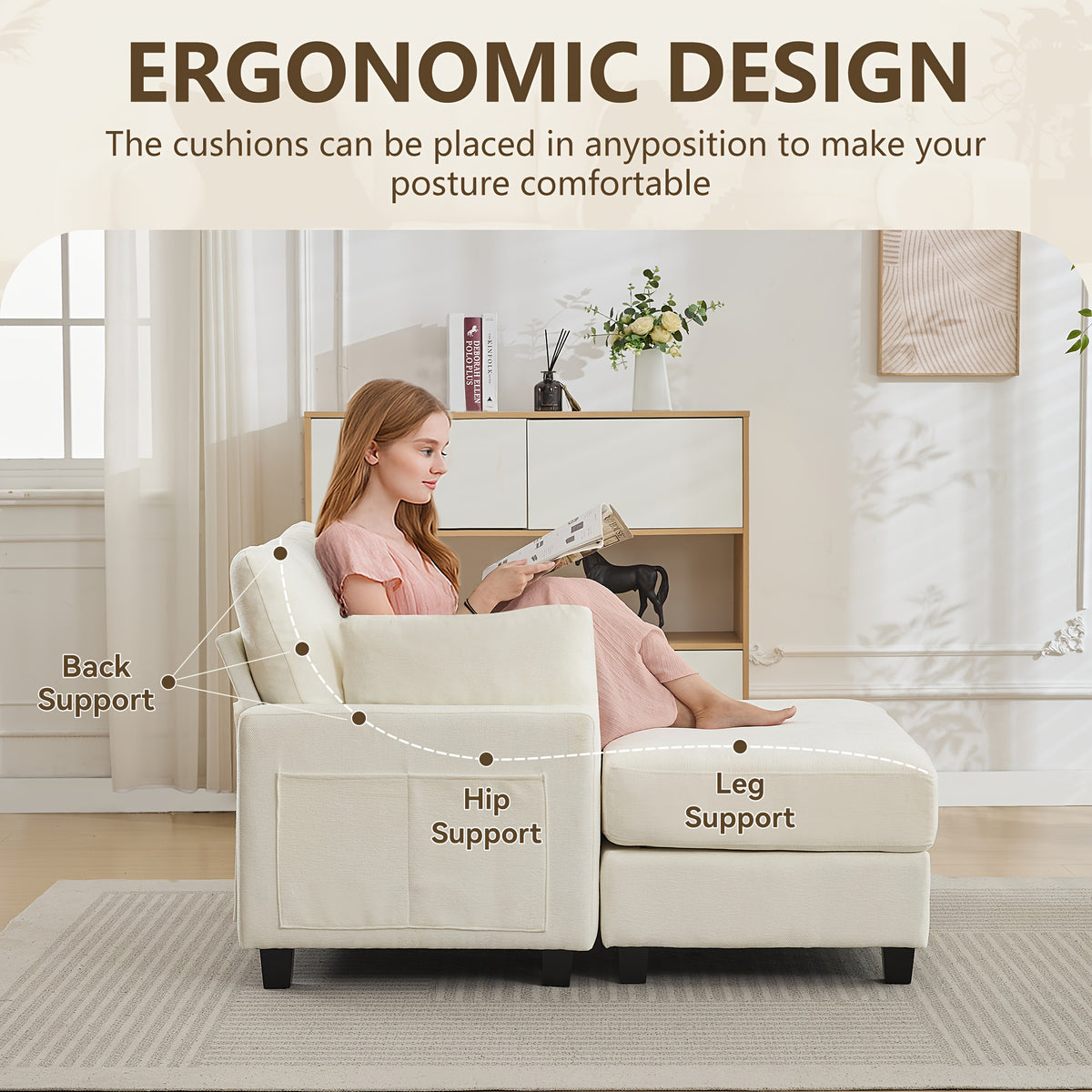57 5 oversized chaise lounge   indoor white reading - Temu