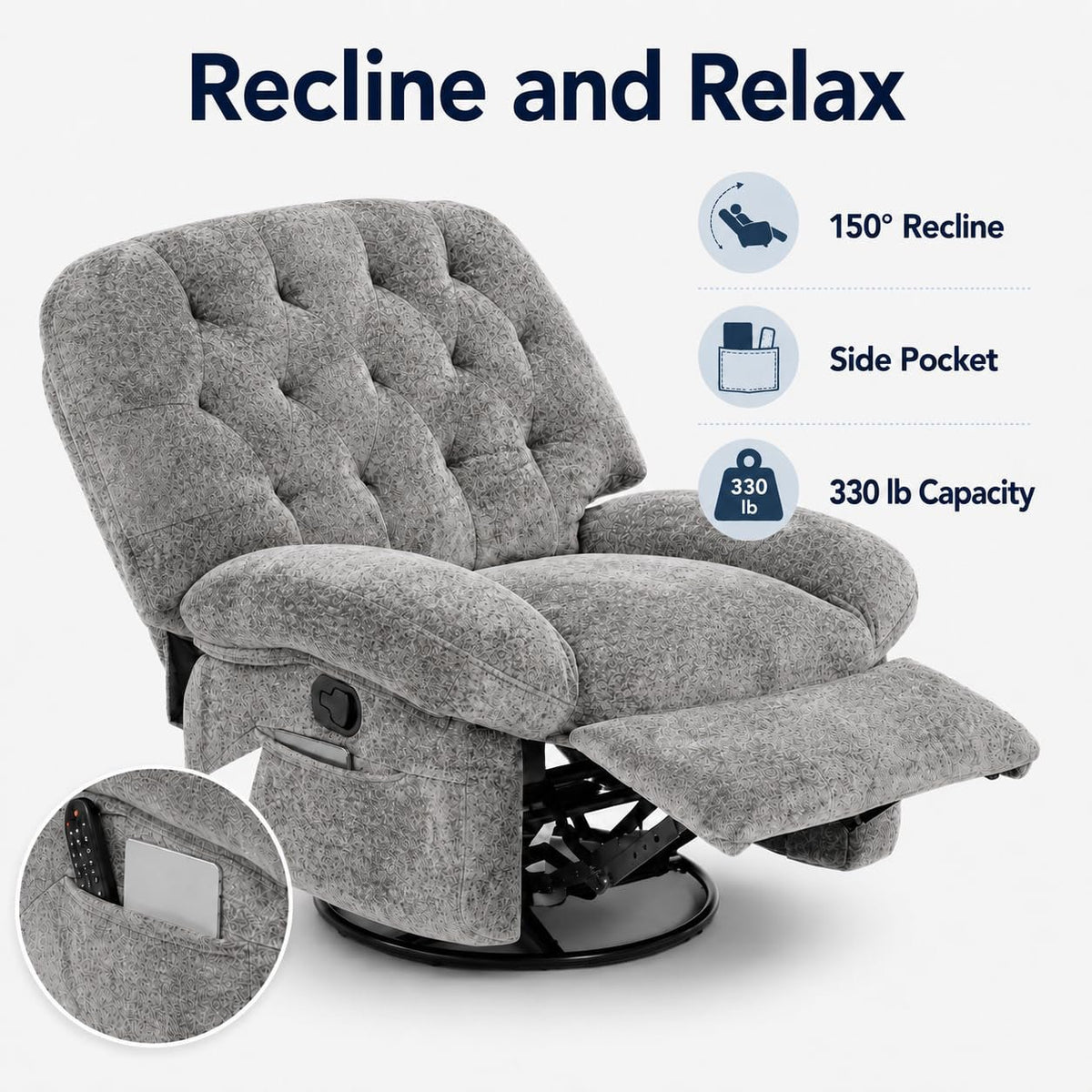 swivel rocker recliner chair living room 360 rotating glider - Temu