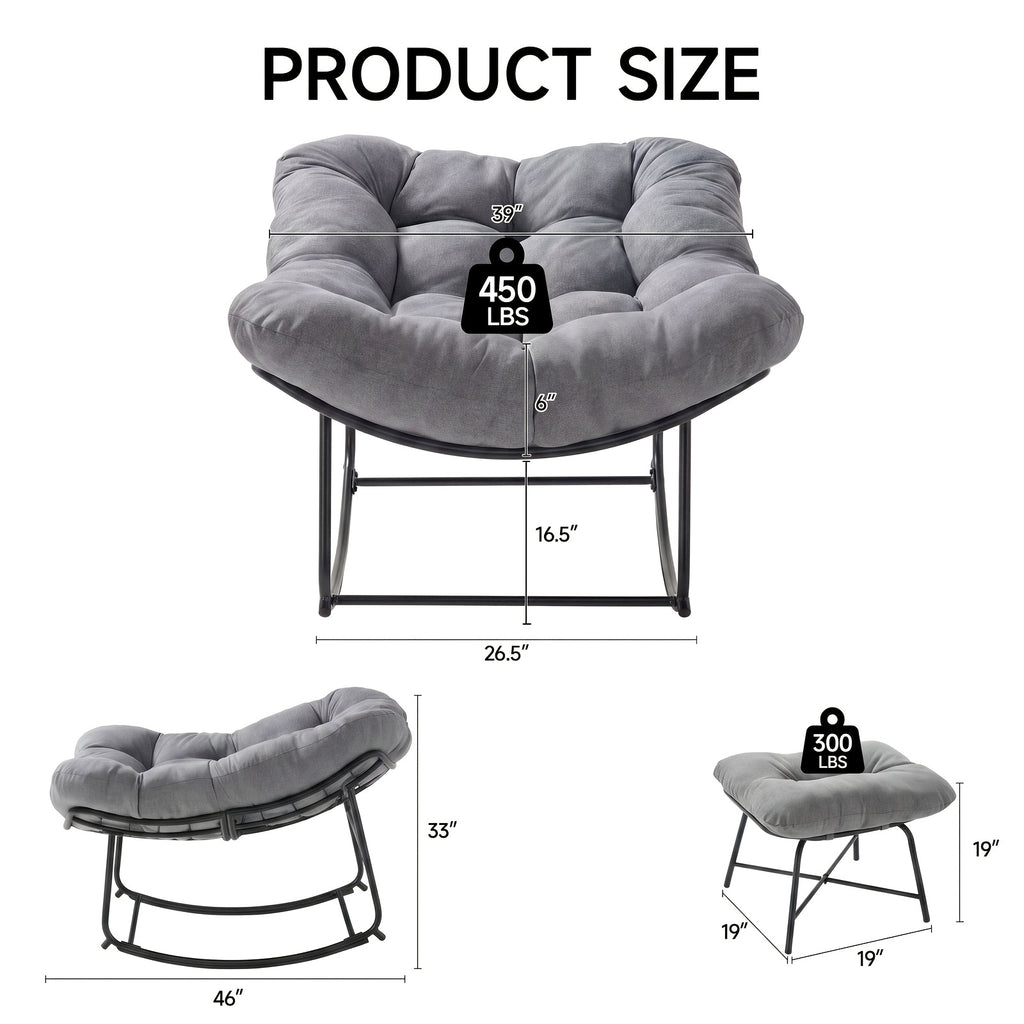 extra large paapsan rocking chair thick cushion footstool - Temu