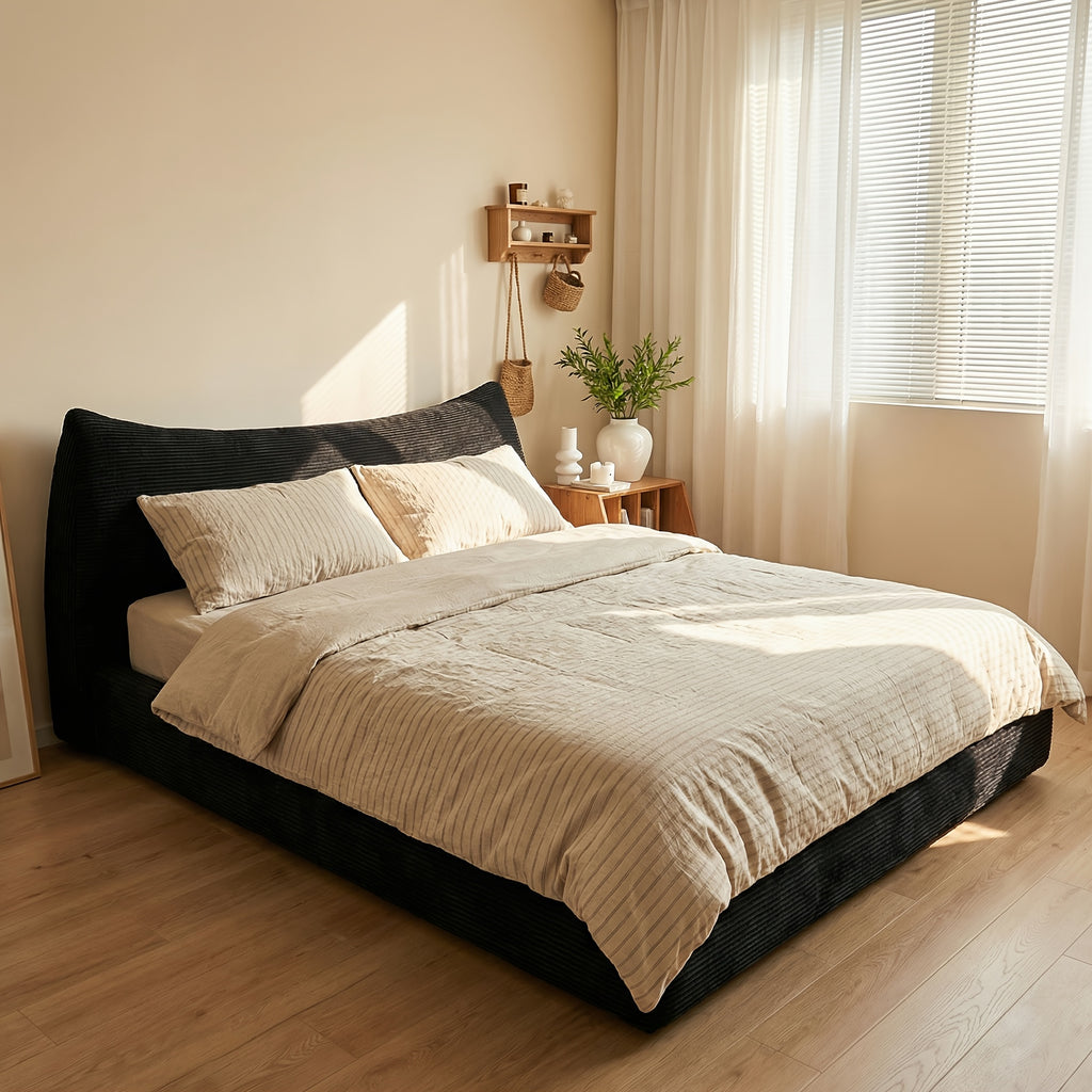 corduroy upholstered bed frame cat ear design - Temu