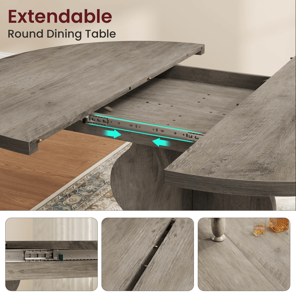 adjustable round dining table measuring 47 63 featuring a - Temu