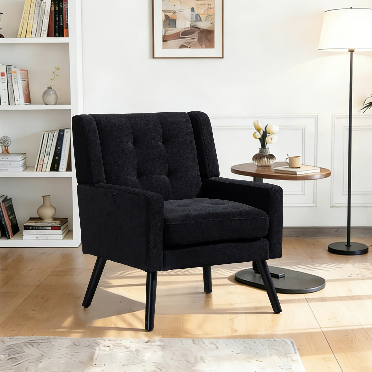 century modern tufted accent chair ergonomic back chair - Temu