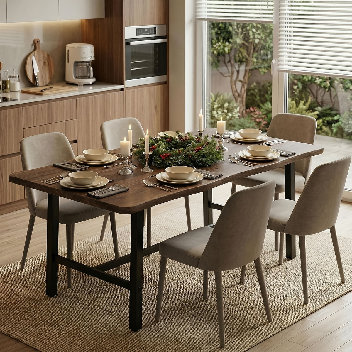 71 farmhouse dining table 6 people rectangular kitchen table - Temu
