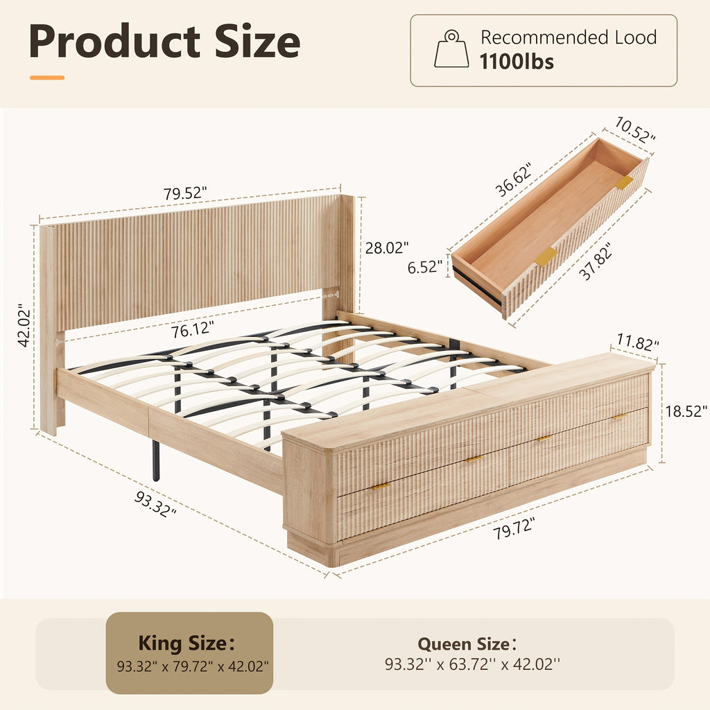 space saving upholstered platform bed in king queen sizes - Temu