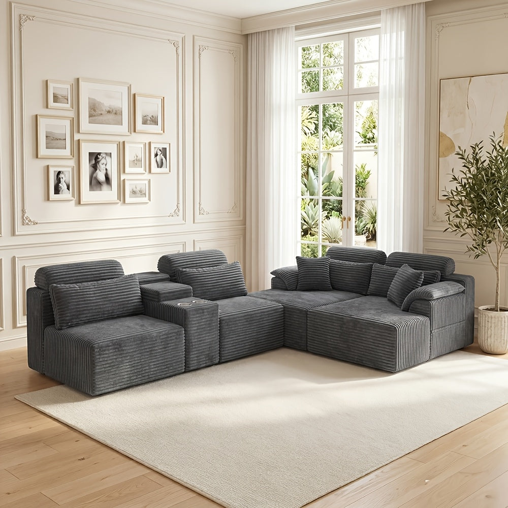 luxury u shaped modular living room sofa cup holders - Temu