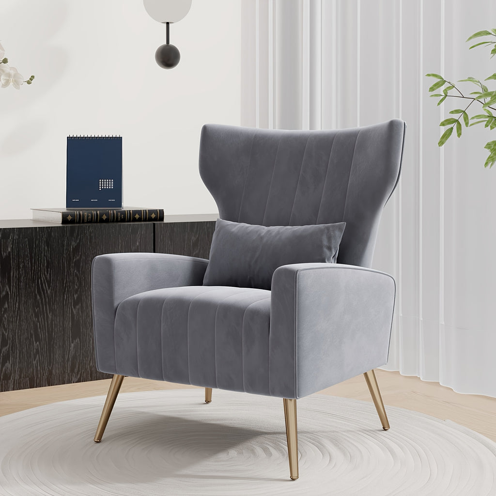 velvet accent chair wingback living room high back arm chair - Temu