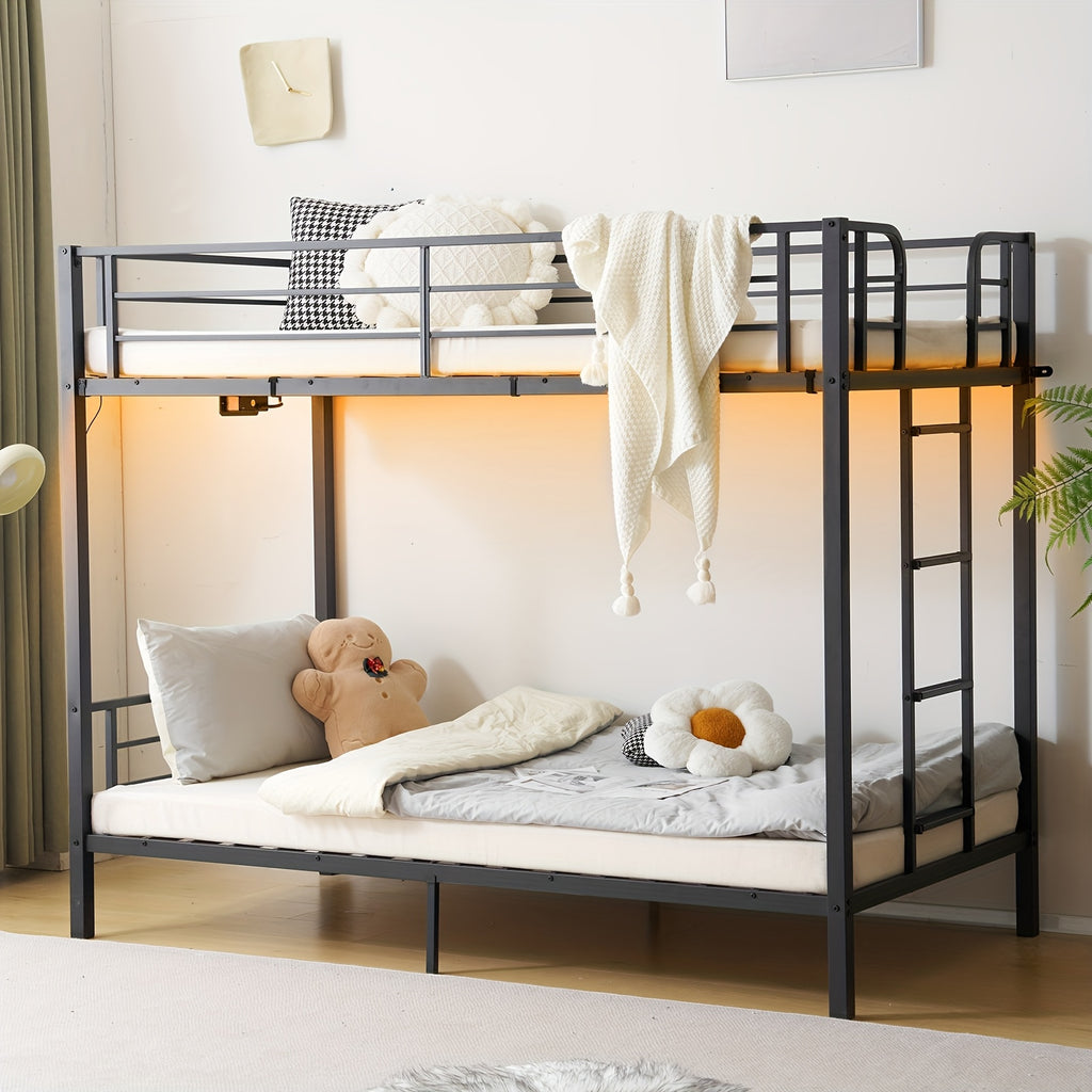 metal twin bunk bed framewith led lights non slip - Temu