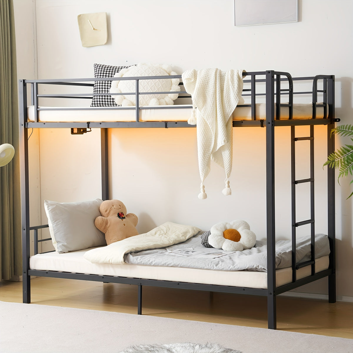 metal twin bunk bed framewith led lights non slip - Temu