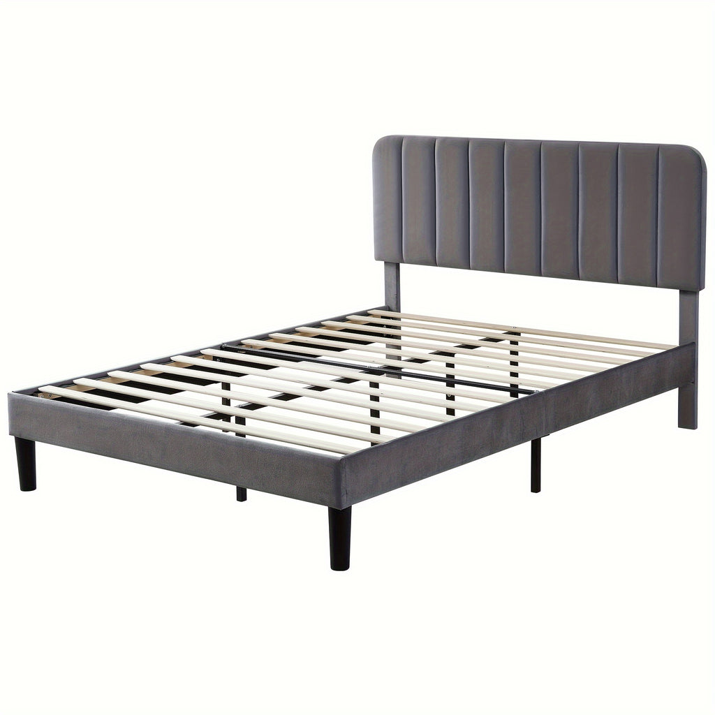 platform bed frame in velvet upholstery suitable full queen - Temu
