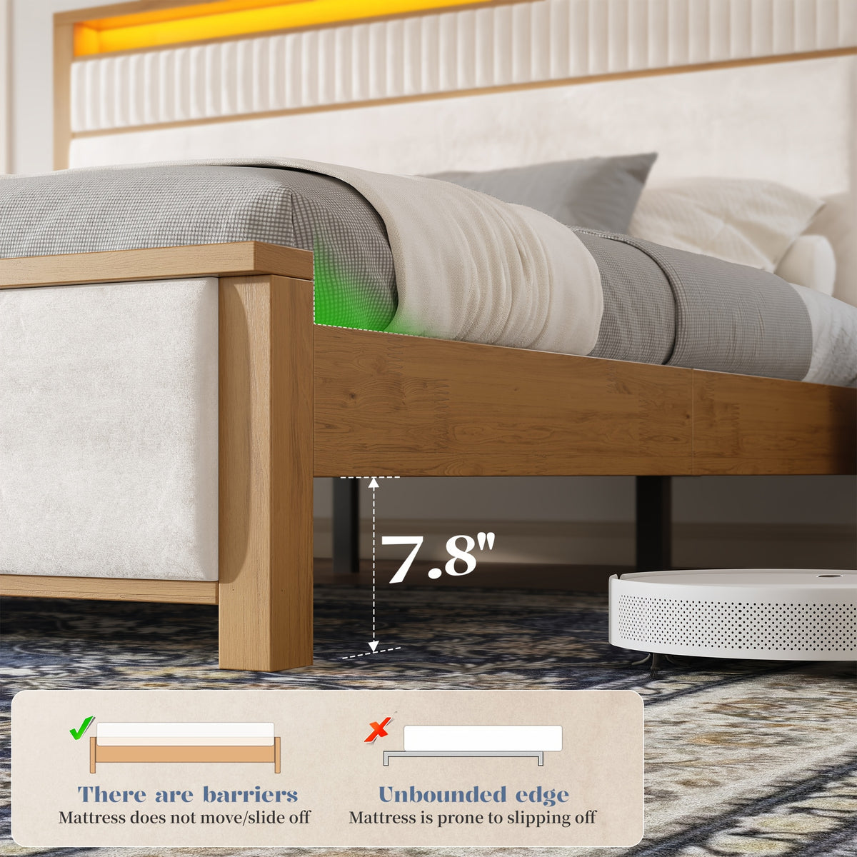 bed frame storage headboard shelf queen king size - Temu