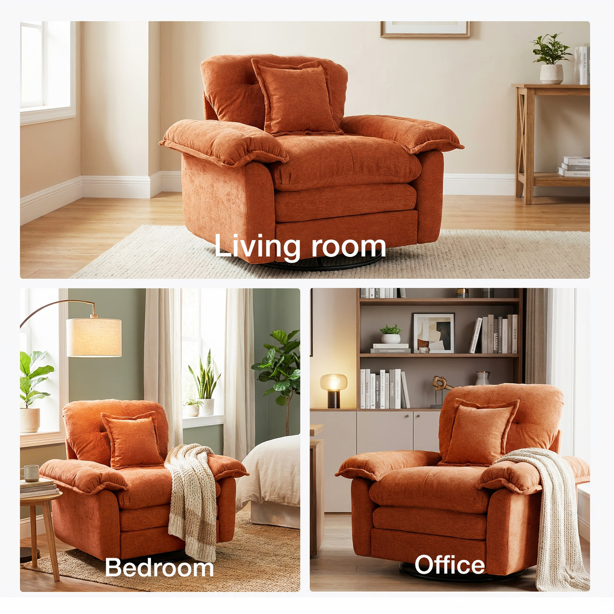 modern chenille swivel accent chair 360 rotation double - Temu