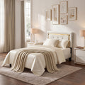 flannel upholstered platform bed frame integrated headboard - Temu