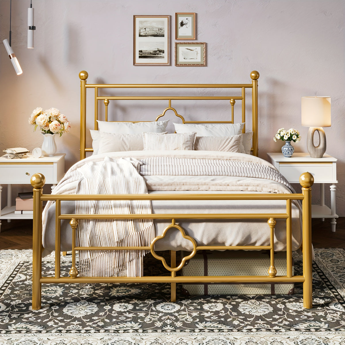 modern metal platform bed frame   art - Temu