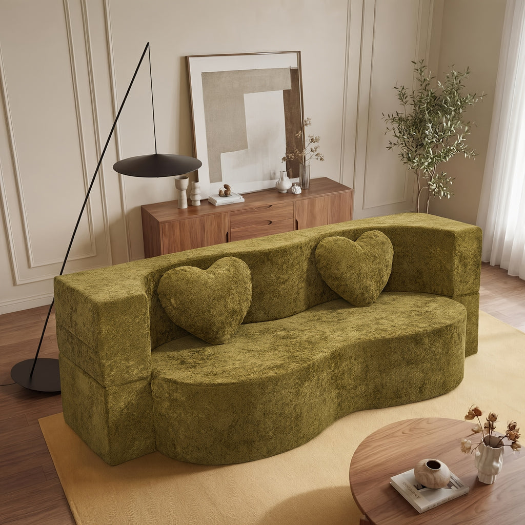 modern 2 in 1 convertible loveseat sofa bed curved sleeper - Temu