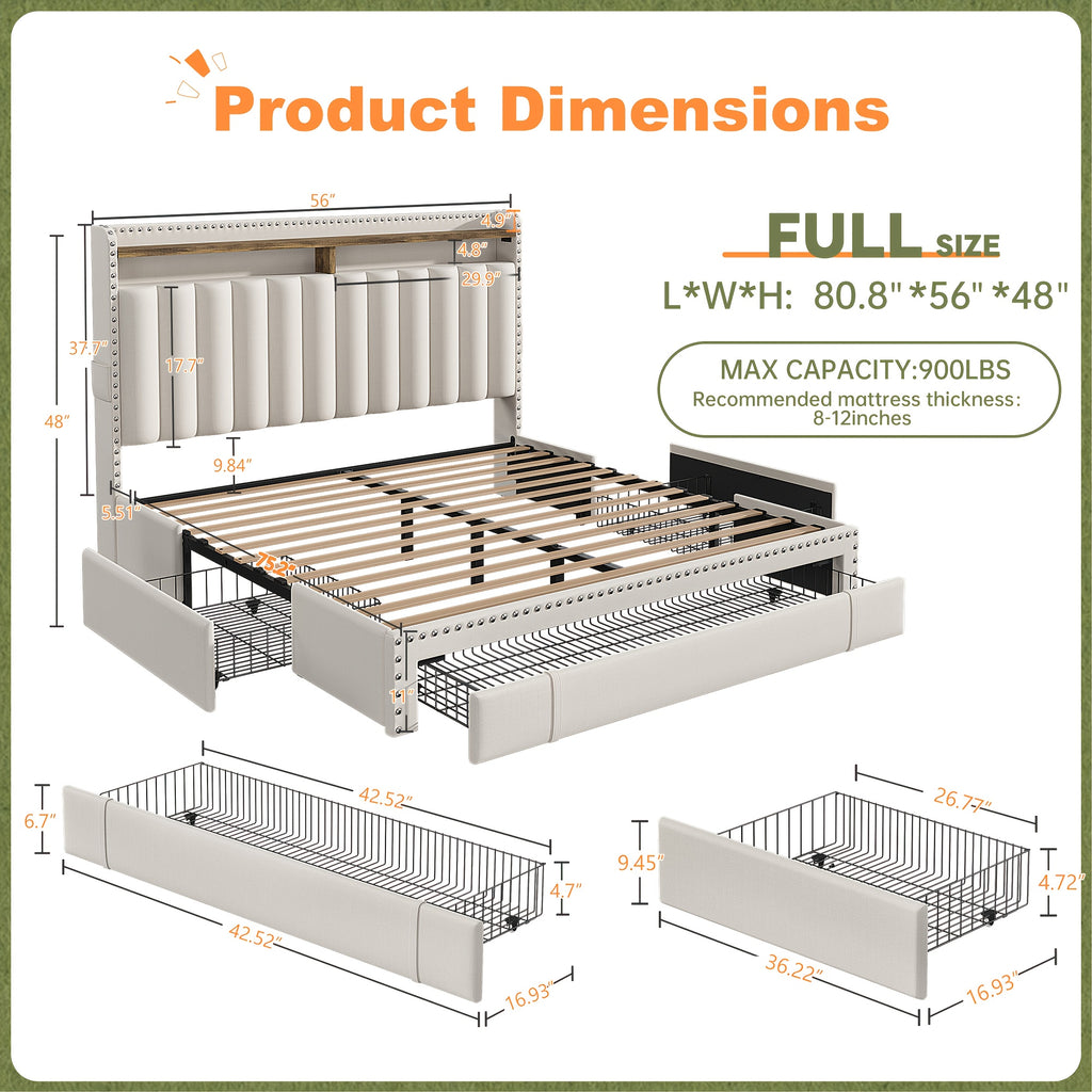 king size upholstered storage bed 3 drawers 2 tier - Temu