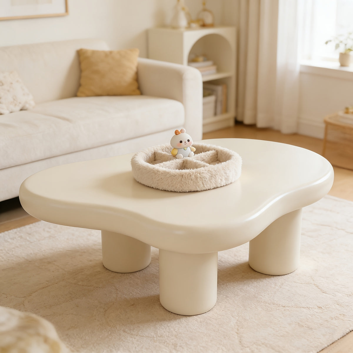 39 37   shaped coffee table 27 56 w cream irregular - Temu