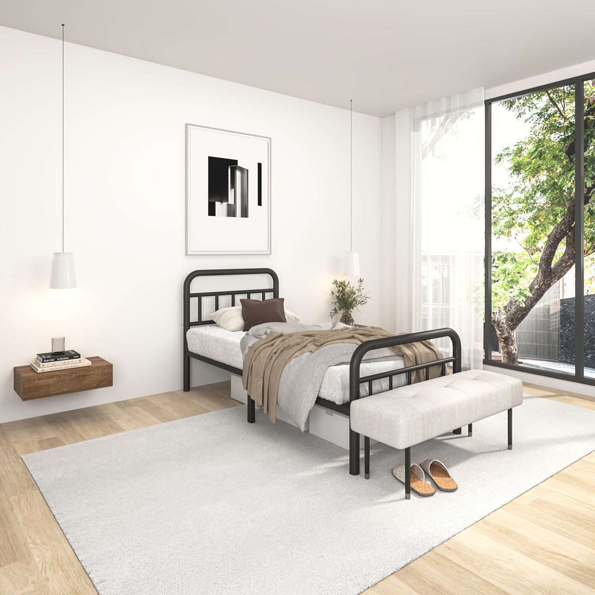14 metal bed frames   spring needed platform bed noise - Temu