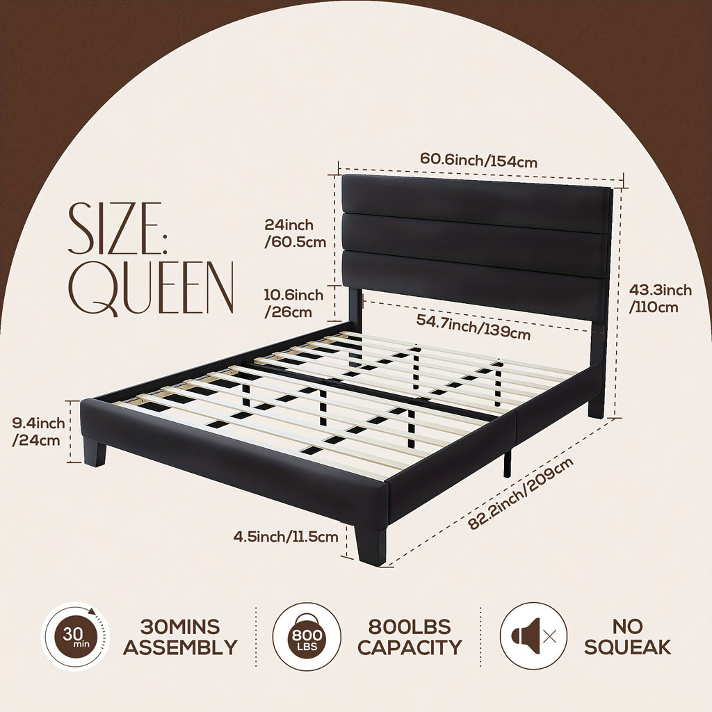 full queen king bed frame platform bed fabric - Temu