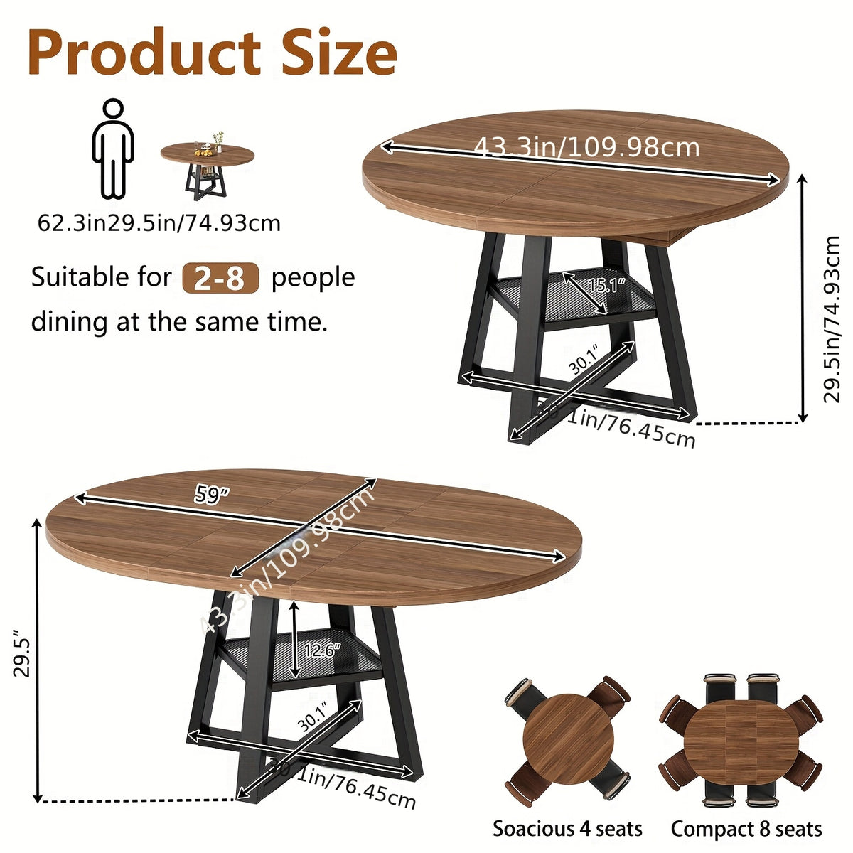 contemporary expandable   table 43 59 inch - Temu