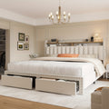 king size upholstered bed frame storage 2 tier headboard 2 - Temu