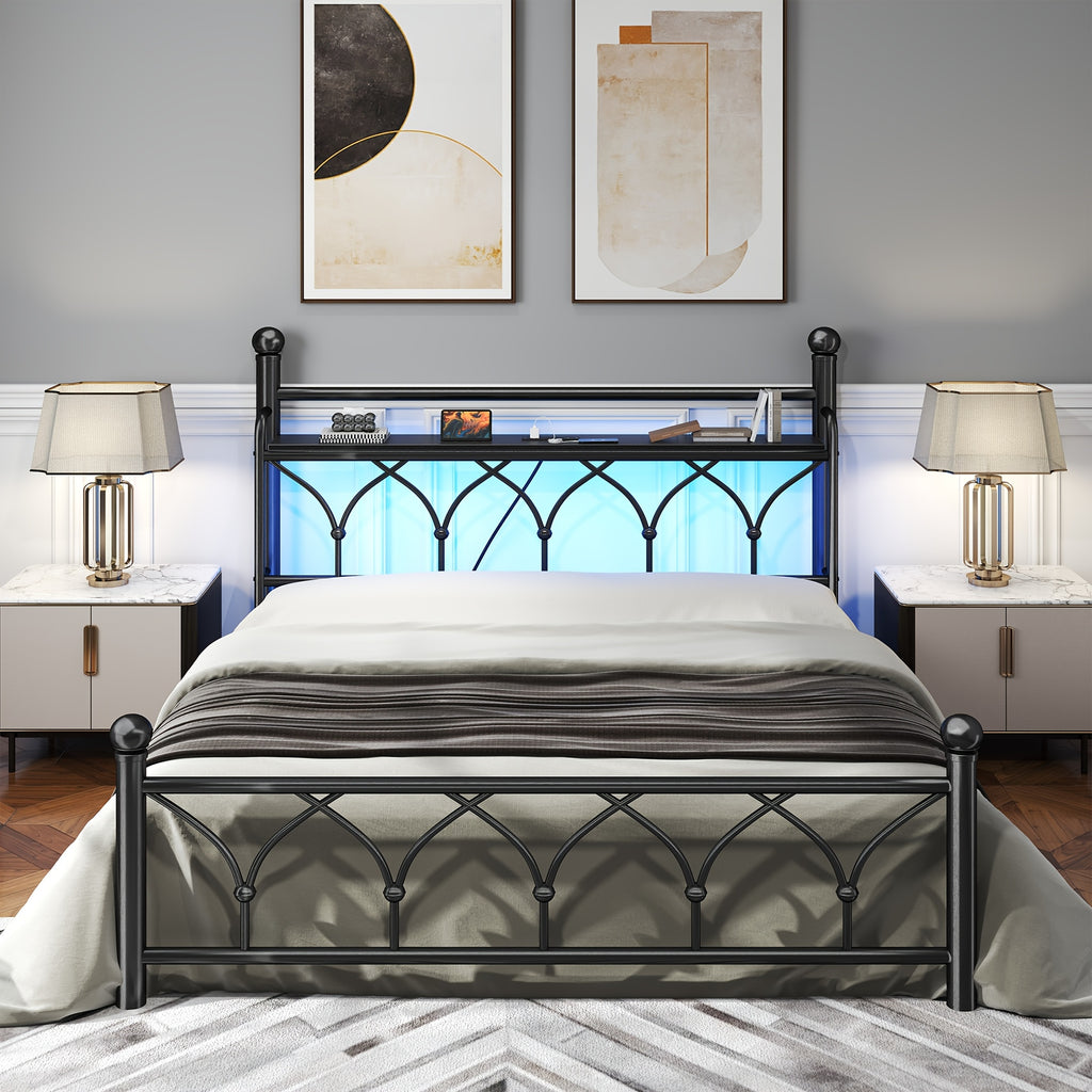 metal bed frame tall storage headboard   - Temu